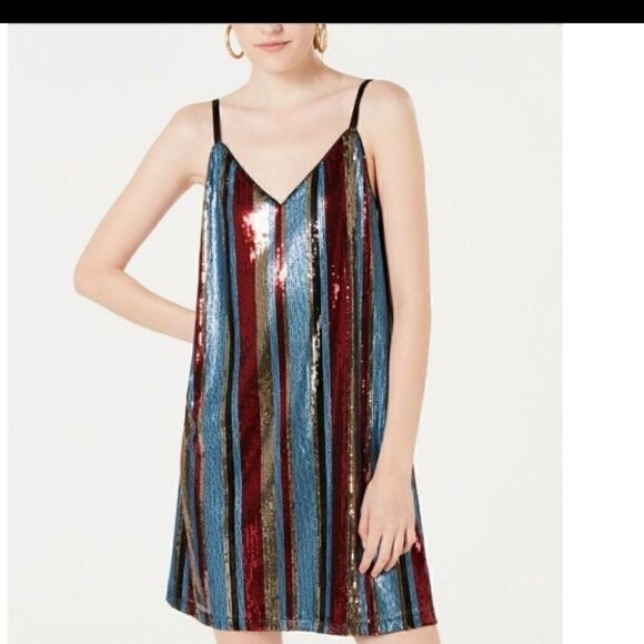 As U Wish Juniors Sequin Strap Tank Dress Medium - Picture 4 of 10